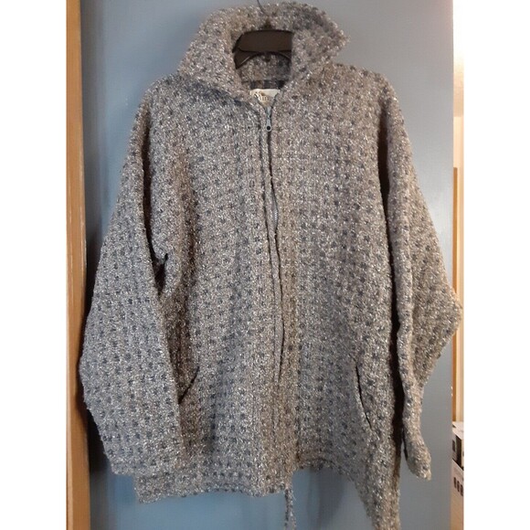 Minga Imports Wool Blend Coat Jacket Women's Large Gray Blue Full Zip #2784 - Picture 1 of 10